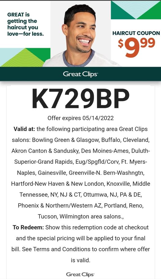 Great Clips 9.99 coupon code