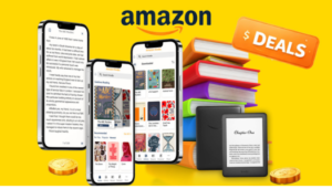 Amazon books and Kindle deals banner showing discounts and special offers for readers